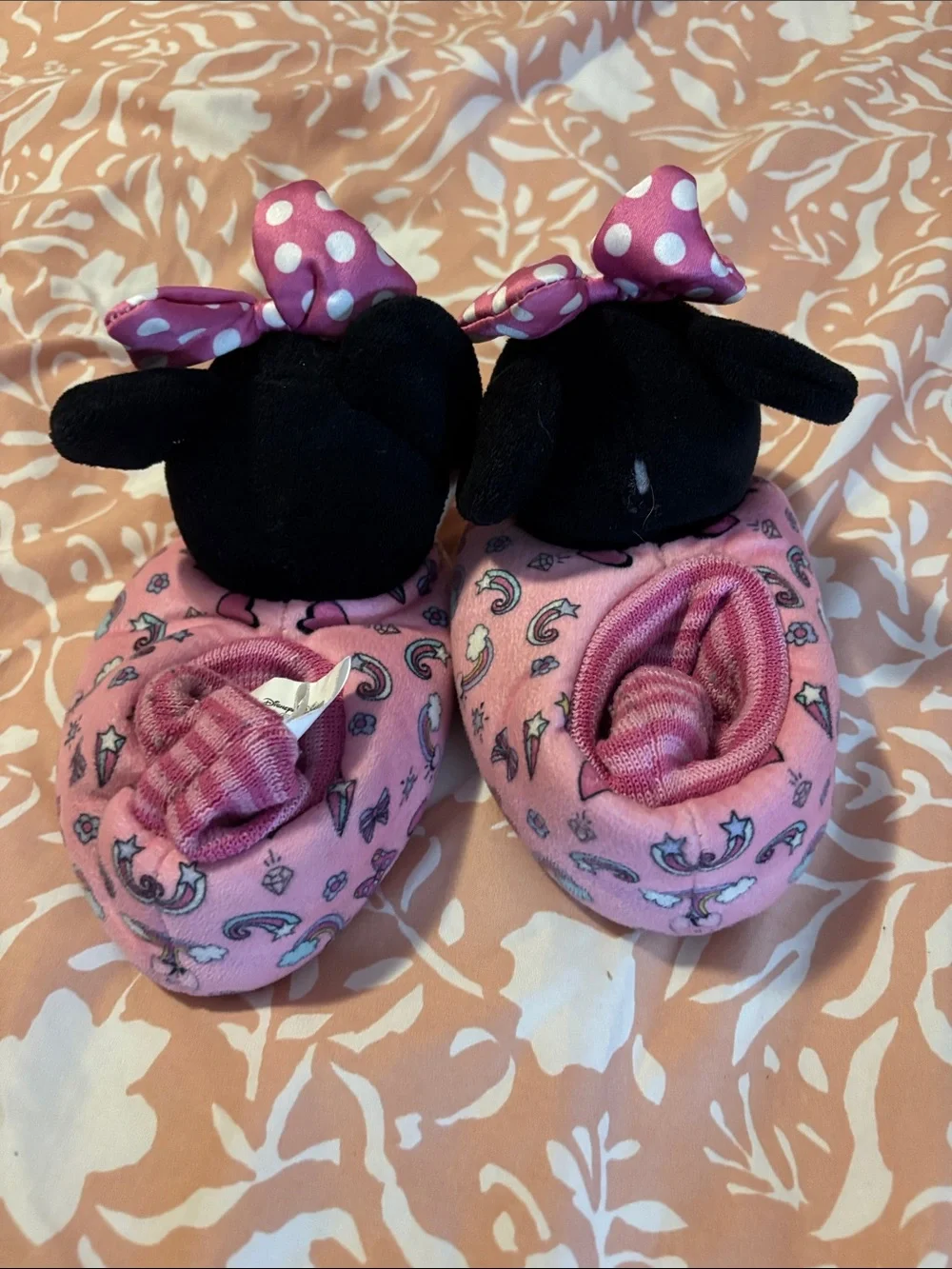 Disney Minnie Mouse Pink Polka Dot Kids Slippers